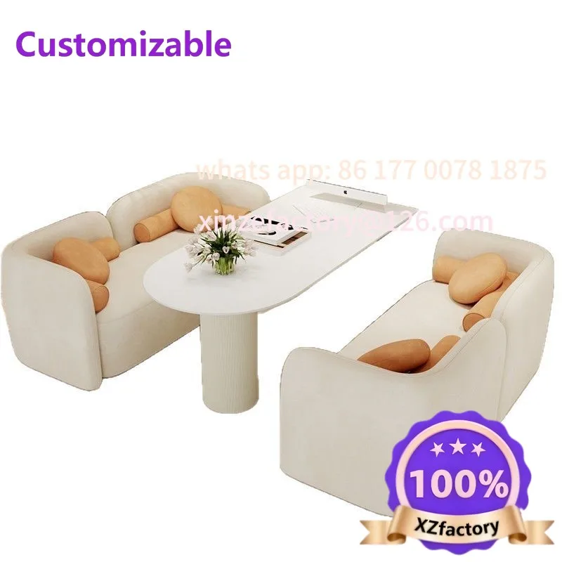 Customizable Cream Wind Studio Selection Area Table and Chair Combination Wedding Shop Negotiation Sofa Leisure Nail Art Salon R