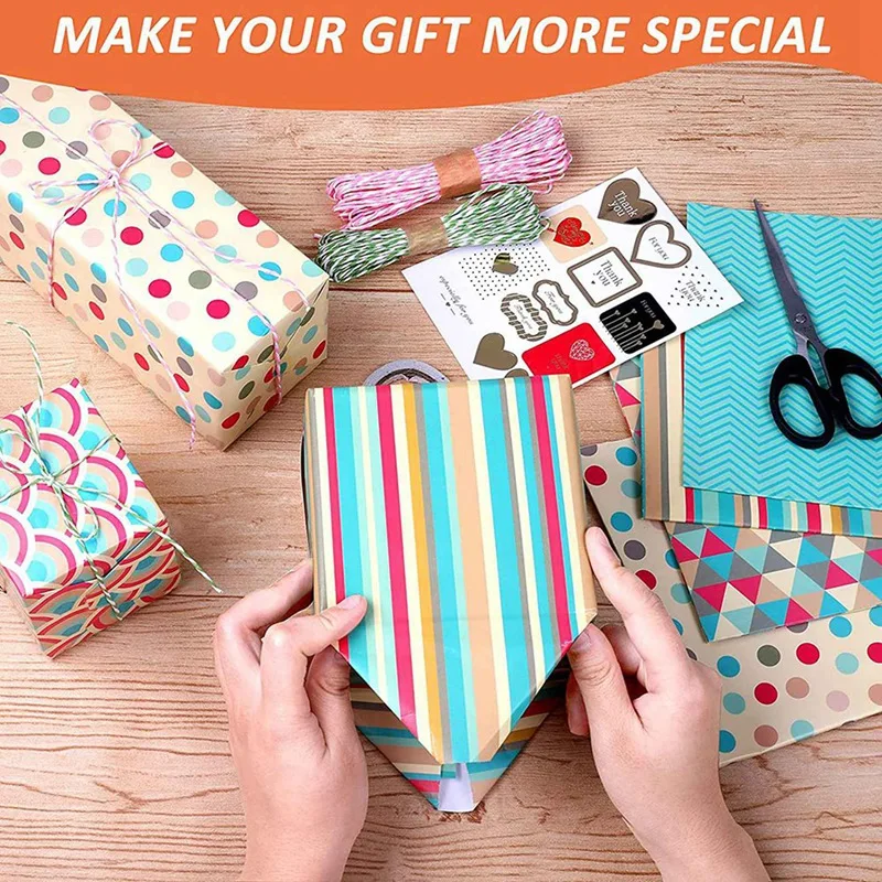 Wrapping Paper Sheets,For Christmas Birthday Party Wrapping Paper Set 24Pcs Gift Wrap Papers,Present Gift Wrapping Paper