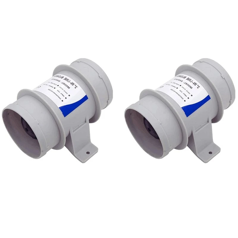 M50K-2Pcs 3 Inch In-Line Blowers Boat Bilge Blower Cool Fan Marine Cabin Ventilation 12V,RV And Marine Accessories