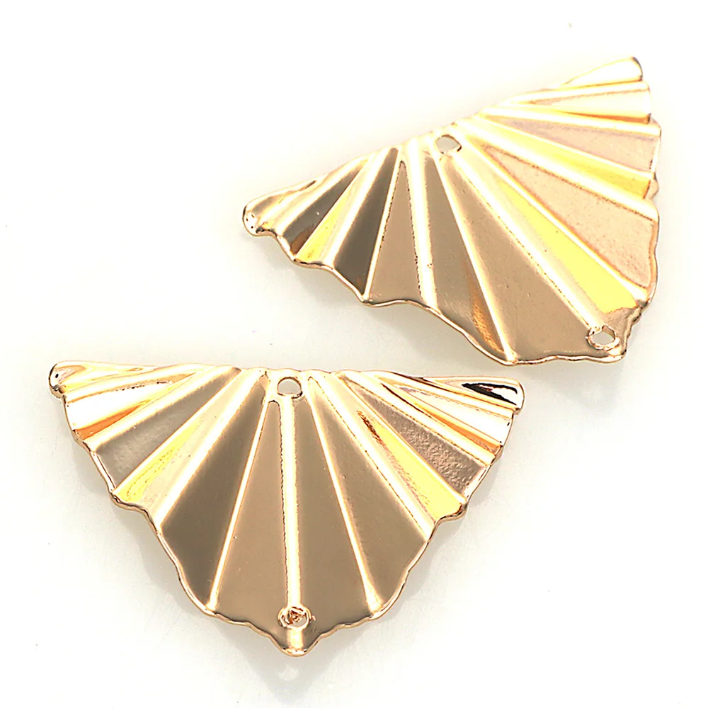 4Pcs 22x29MM Golden Plating Plain Brass Ruffled Triangle Connecters Pendants Charms For Diy Necklace Earrings Jewelry Making