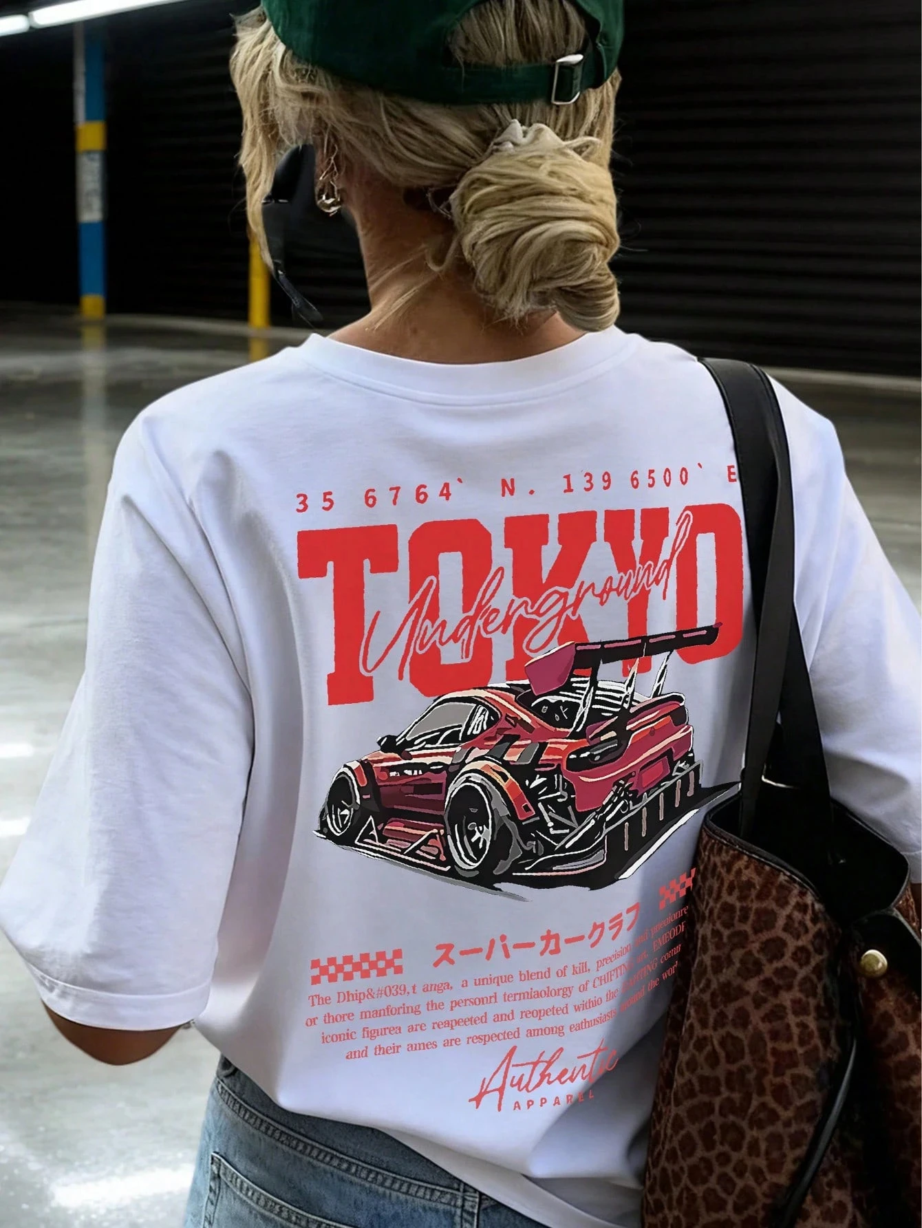 Damen Sommer Neues Minimalistisches Mode-T-Shirt mit Lustigem Rennwagen-Print Lässiger Rundhalsausschnitt Kurzarm Vielseitiges T-Shirt – Detail 3