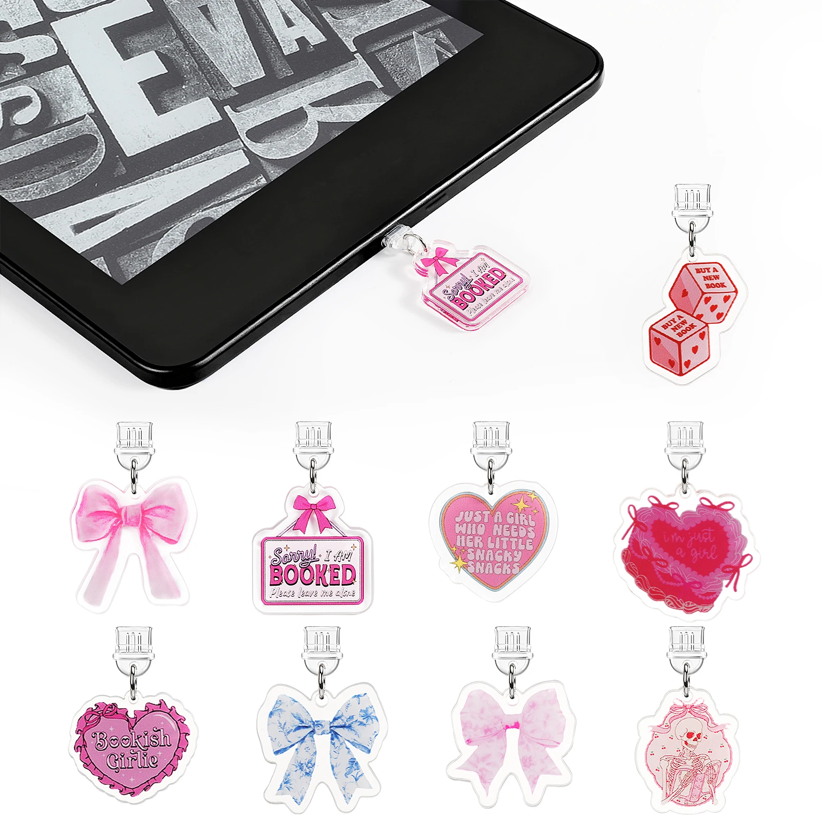 

MoKo 9PCS Dust Plug Charms for E-reader, Cute Type-C Charging Port Dust Plugs for E-Reader Phone Tablet, Gift for eBook Lovers