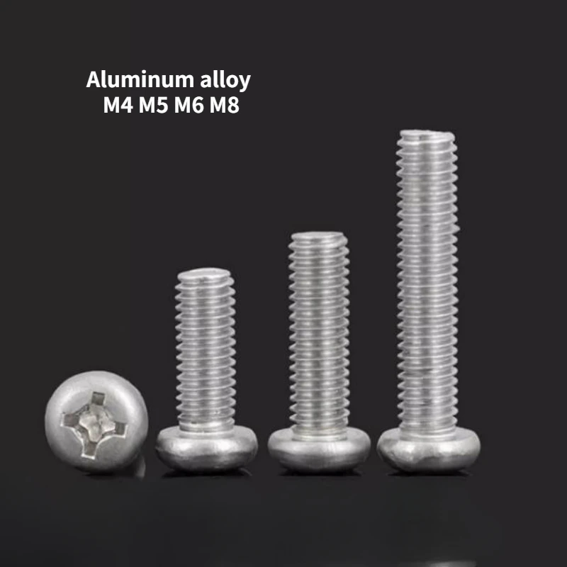 20-100pcs 6061 Aluminum Alloy Round Head Cross Screw Pan Head Bolt Aluminum Machine Screw M4 M5 M6 M8