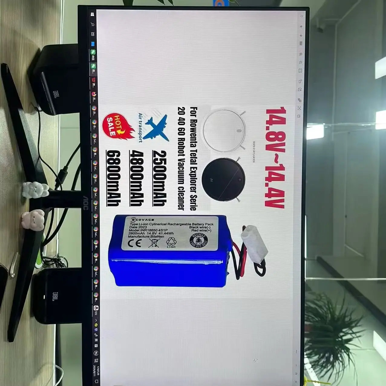 4800mAh 14.8V Battery H18650CH-4S1P For Xiaomi Mi Robot Vacuum Mop Essential MJSTG1 Rowenta Tefal Explorer Series 20 Mijia G1