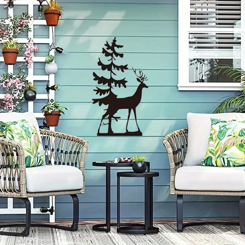 1pc immagine da appendere alla parete con motivo scoiattolo e alce, prodotto artigianale in metallo, decorazione per la casa da giardino all'aperto, decorazione per soggiorno al coperto