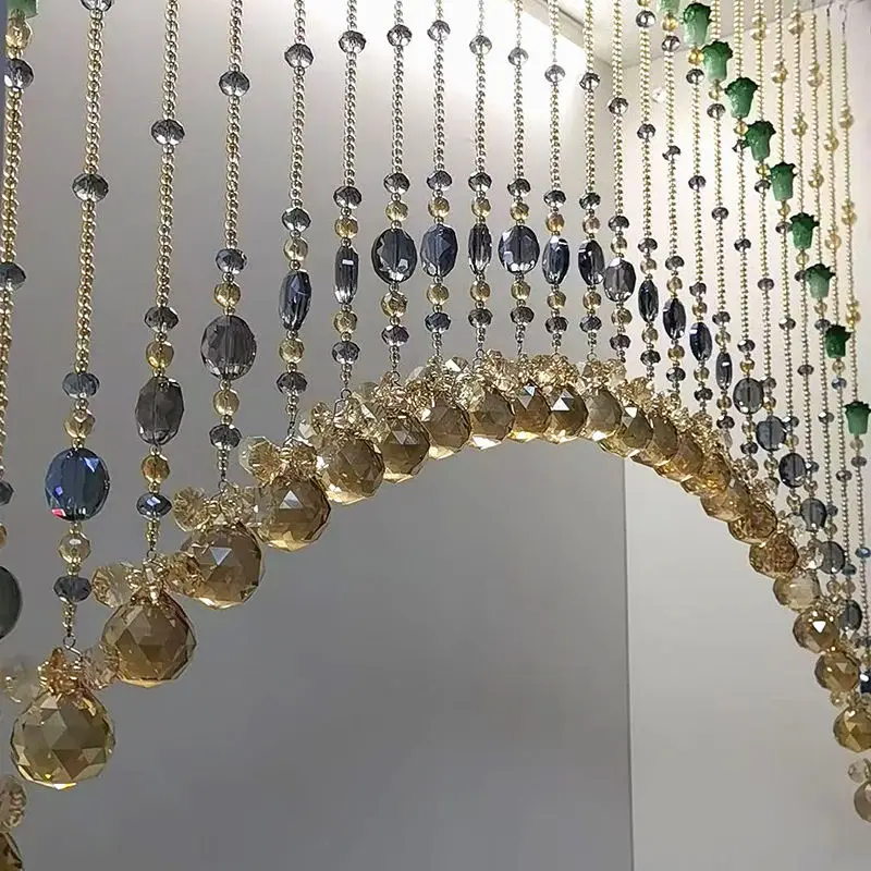 Crystal Bead Curtain for Living Room Corridor Bathroom Balcony Door Partition No Drilling Required Home Decorative Privacy Scree