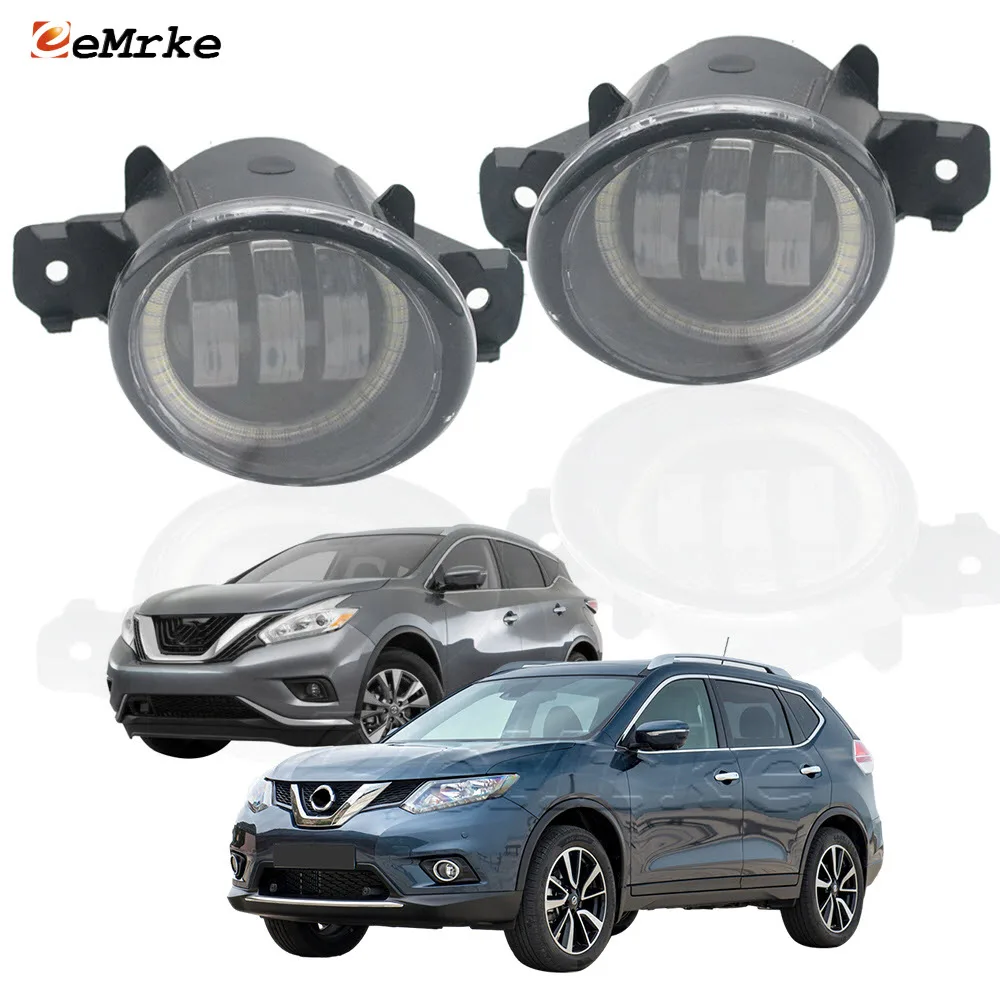 

LED Fog Lights Assembly for Nissan Murano III Z52 X-Trail Rogue T32 2015 2016 2017 Car PTF Angel Eyes Daytime Running Light DRL