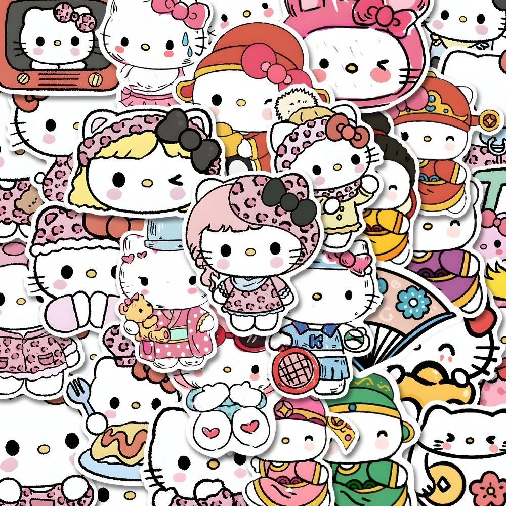 

10/30/49PCS Sanrio Leopard Print Hello Kitty Stickers Decoration Suitcase Scrapbooking Phone Laptop Stationery Kid's Toy Sticker