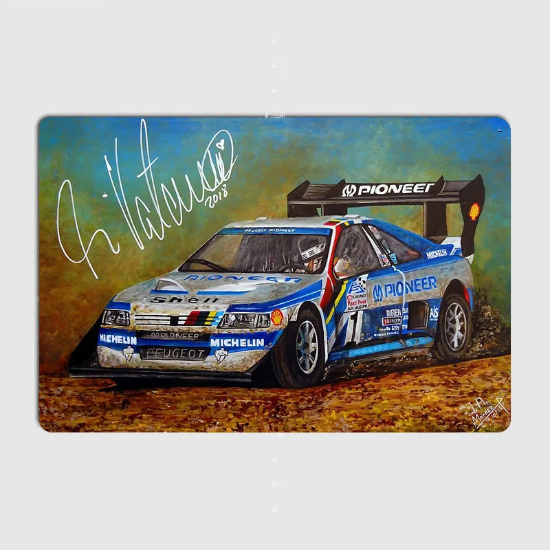 WRC Ari Vatanen Pikes Peak 405 rally racing carteles de pared legendario cartel de Metal cartel garaje Club pared decoración de la habitación decoración del hogar