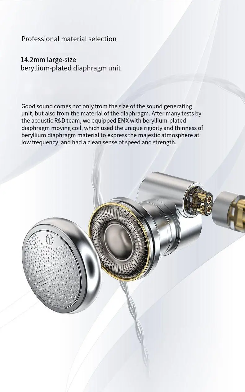 NEW TRN EMX Dynamic Flagship Audiophile Flat Headset Earplugs Super Bass Music Replaceable Cable For EMA TN BAX