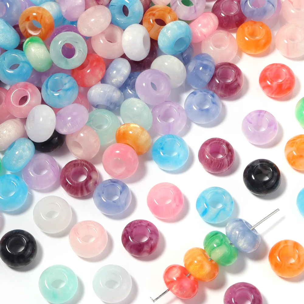 20pcs/lot Two-tone Gold Foil Abacus Resin Beads Large Hole Loose Spacer Bead DIY Bracelet Jewelry Making Accessories