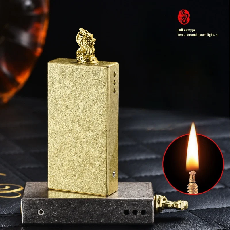 Vintage Faucet Pull-out Torch Kerosene Lighter Ten Thousand Matches Metal Outdoor Survival Camping Ignition Tool