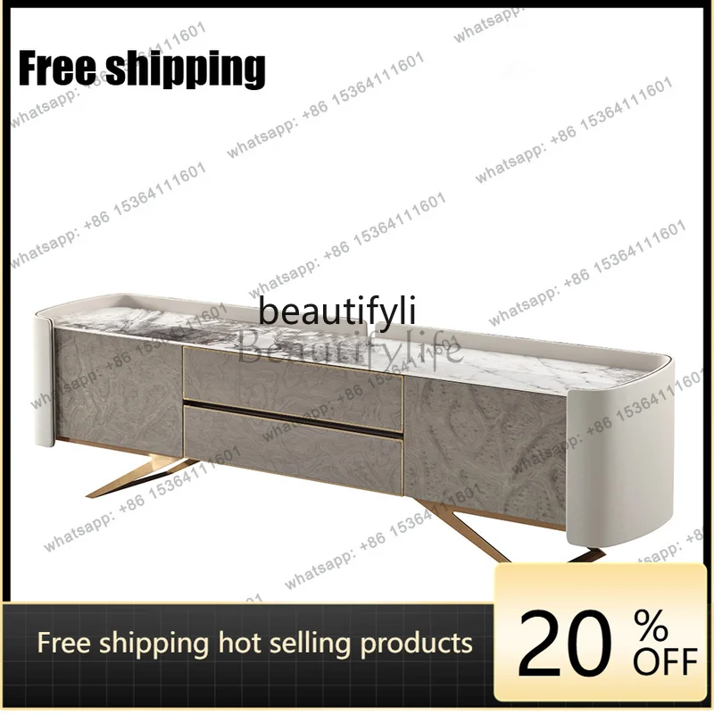 hot Light luxury post-modern audio-visual cabinet Italian minimalist floor TV cabinet coffee table combinationFactory Direct