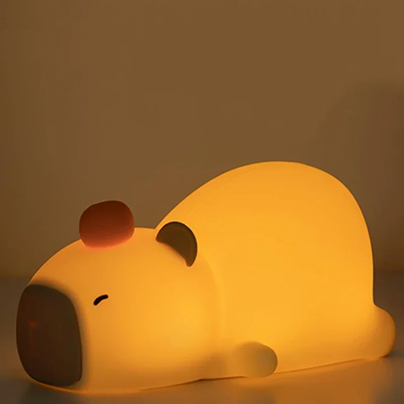 

Capybara Cute Silicone LED Cartoon Night Light USB Rechargeable Dimming Sleep Night Lamp For Children's Room Decor Birthday Gift