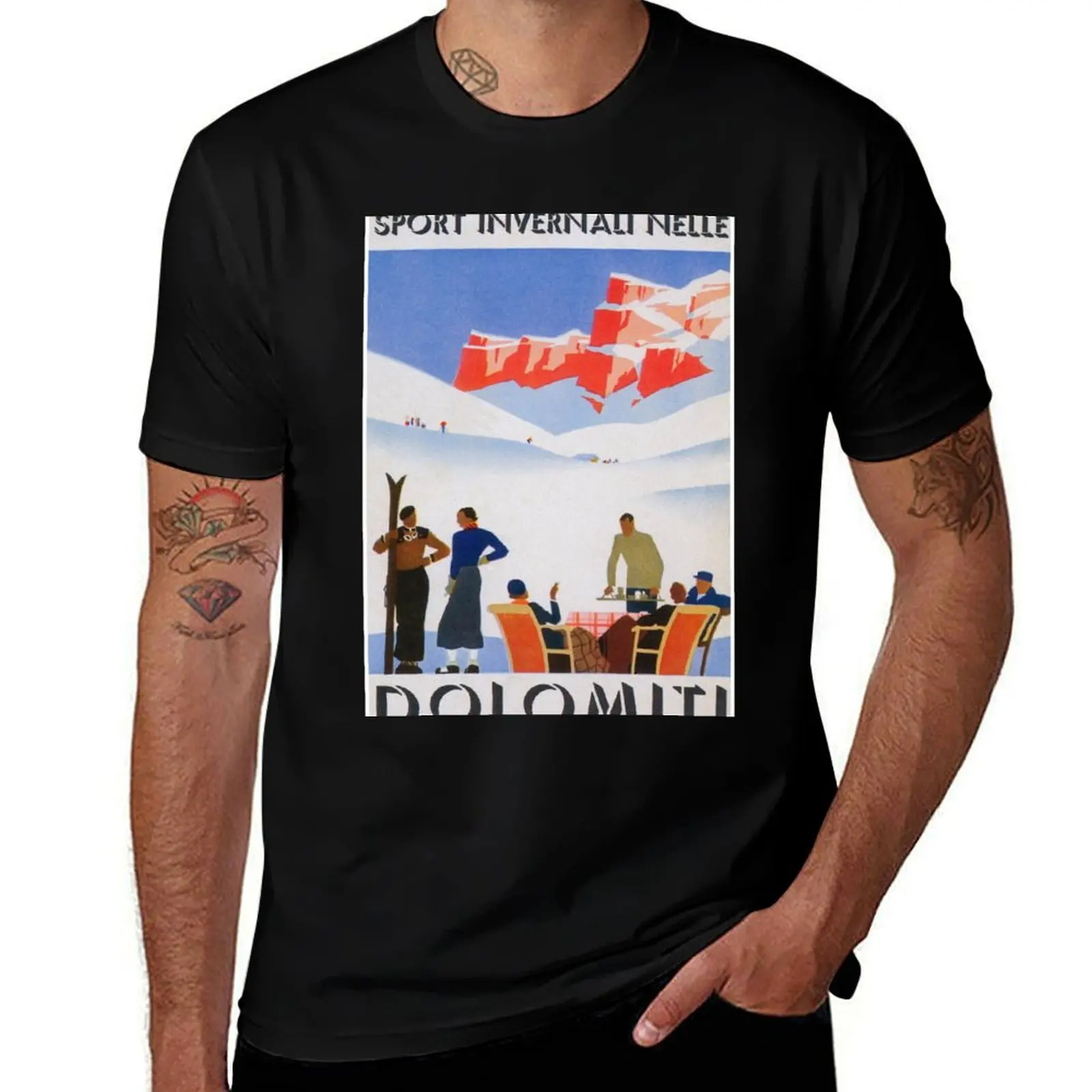 Dolomites, Italy Vintage Travel Poster T-Shirt sweat quick-drying shirts graphic hippie clothes men clothings