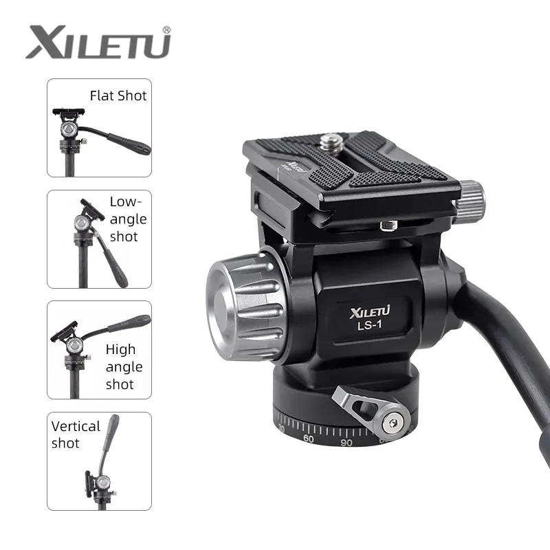 

XILETU LS-1 Mini Hydraulic Damping Gimbal Professional Camera Tripod Head for DSLR Camera Monopod Bracket Video Photography Head