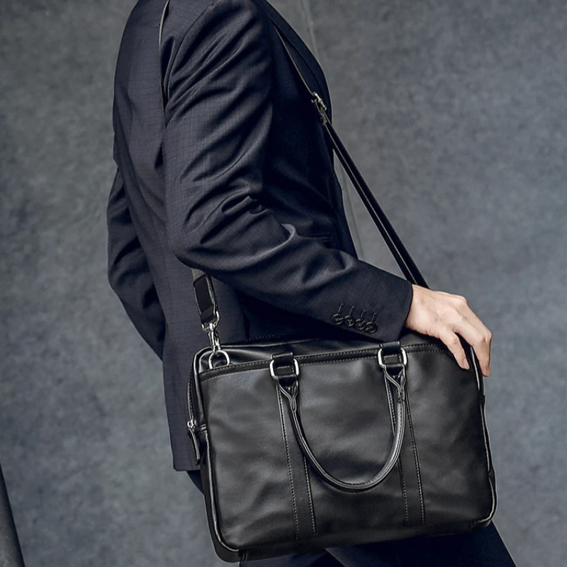 New Arrival Business Men Briefcase Tote Bag PU Leather Laptop Bag Briefcase Male Luxury Designer Office Shoulder Bags