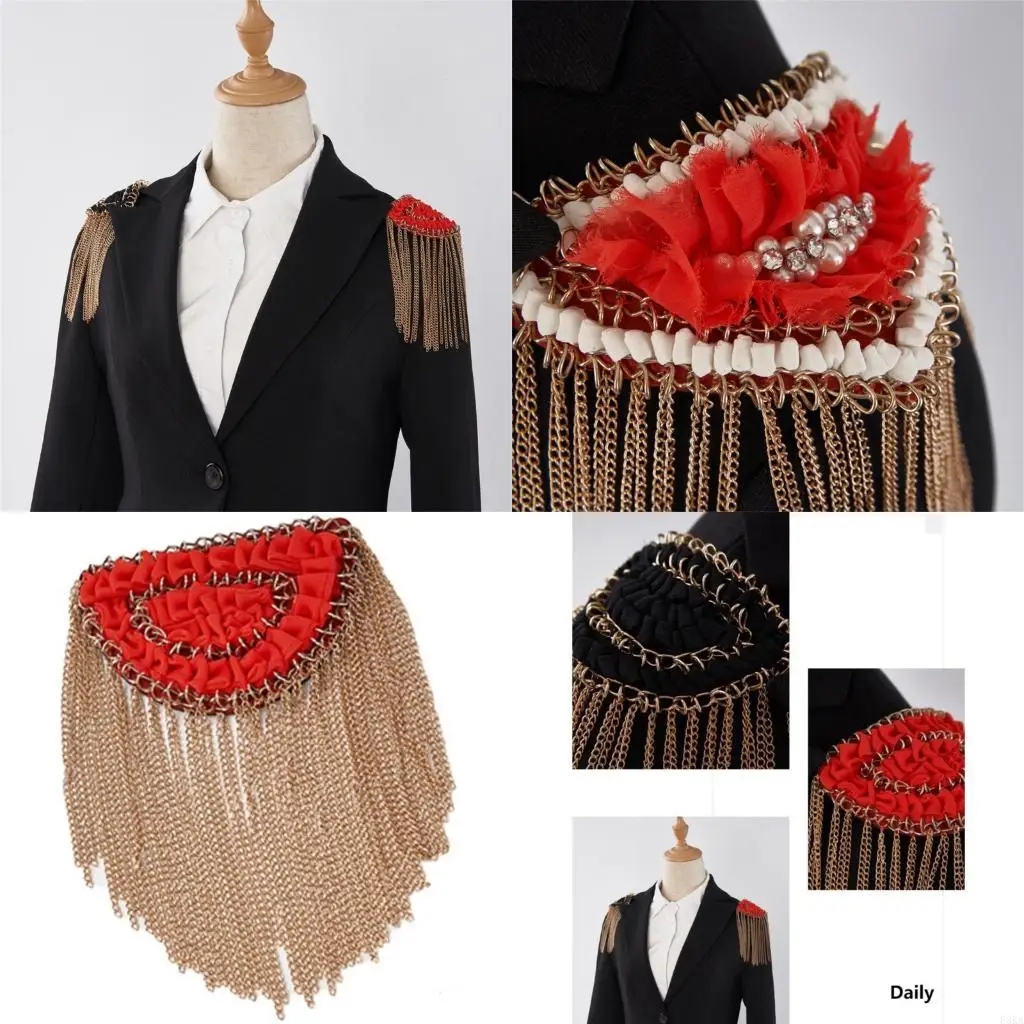 

Fringed Epaulet Chain Tassels Epaulet Metal Tassels Fringed Shoulder Epaulette