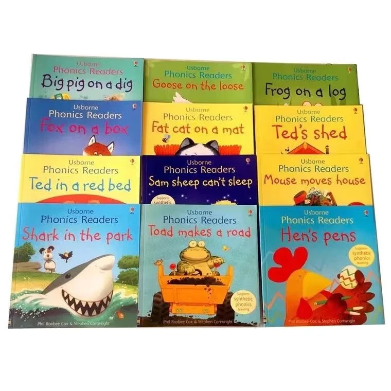 

12 Books Usborne English Picture Book Phonics Readers Classroom Educational Toys for Children Montessori Picture Story Book