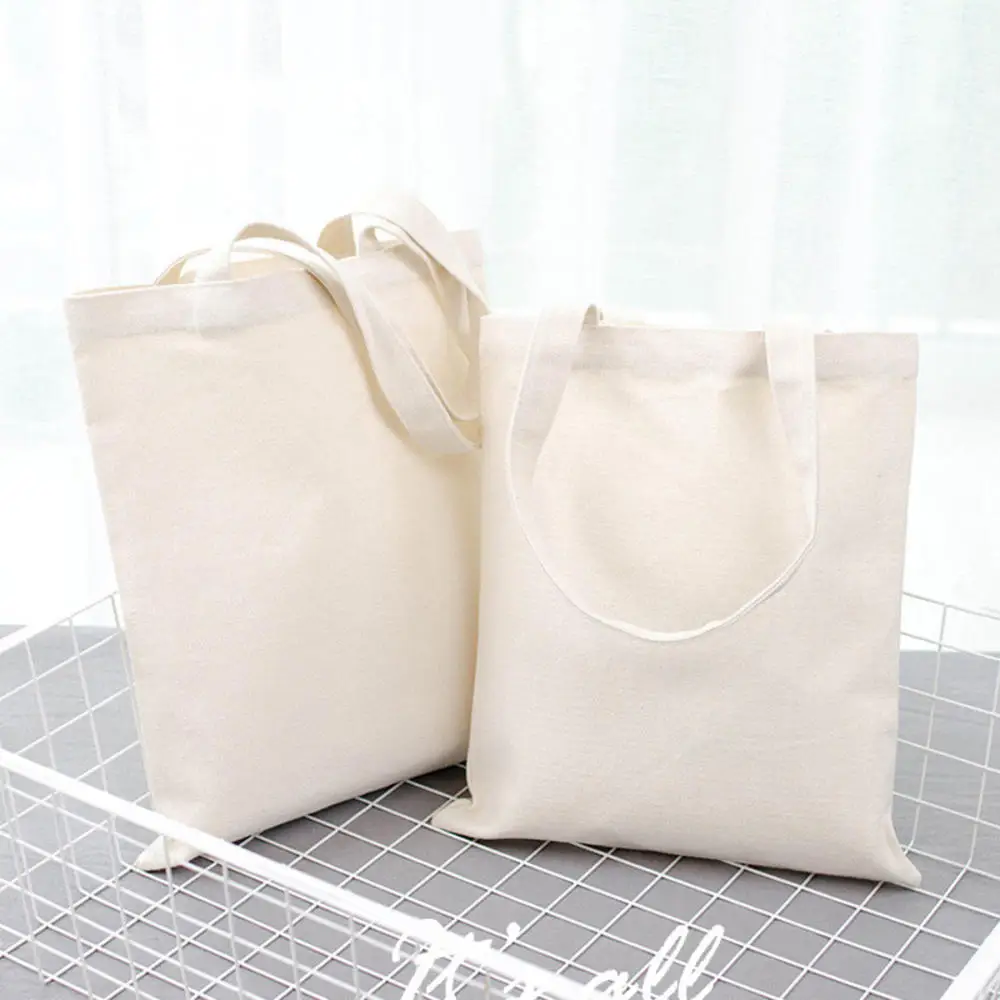 Multisize Beige Cheap Shopping Bags Blank Solid Color DIY Women\'s Handbag For Girls Book Storage Canvas Tote bags Handbag