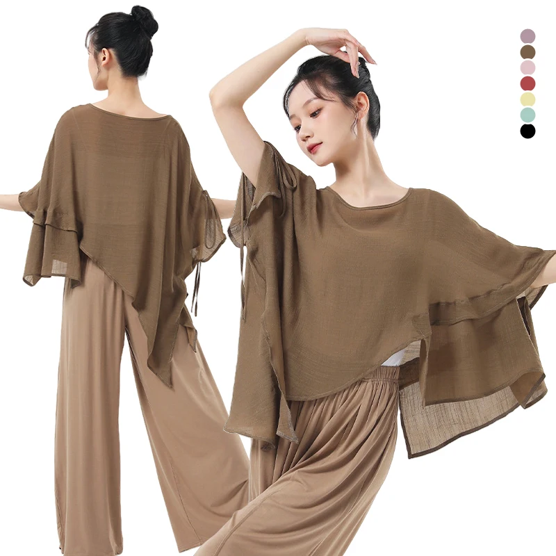 Women Casual Loose T-Shirts Jazz Dance Modern Dance Cover Up Latin Dance Clothes Ballroom Rumba Tops Practice Stage Costume