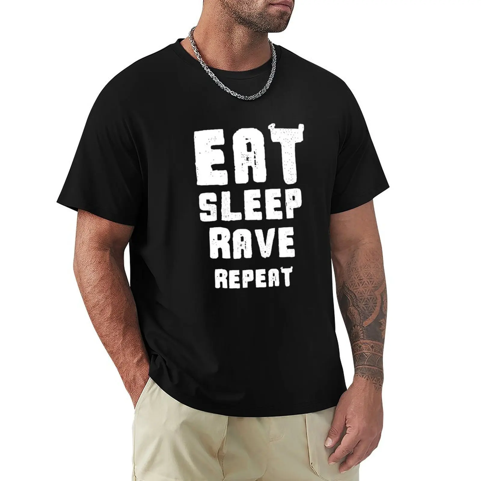 

Eat Sleep Rave Repeat T-Shirt anime clothes blue lock cute tops plus size men clothing