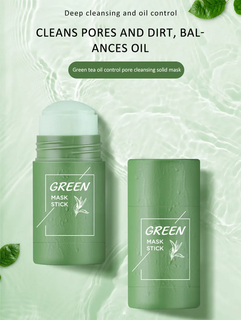 Chá Verde Argila Máscara Facial, Limpeza Profunda, Hidratante, Remove Cravos, Purificante, Controle De Óleo, Todos Os Tipos De Pele