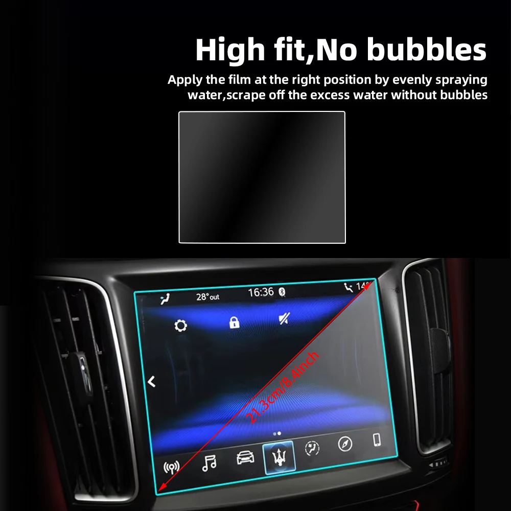 Auto-Schutzfolie aus gehärtetem Glas für 2016-2026 Maserati Levante GPS-Navigationsbildschirm-Displayschutz. – Detail 5