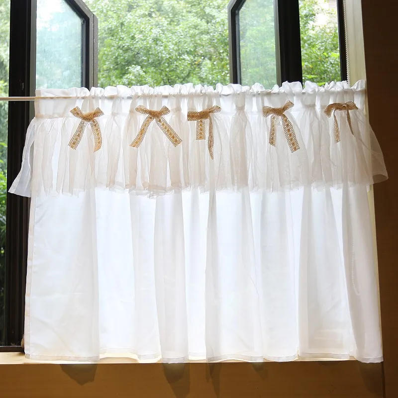 

Nordic lace fluffy yarn half curtain coffee curtain perforated door curtain