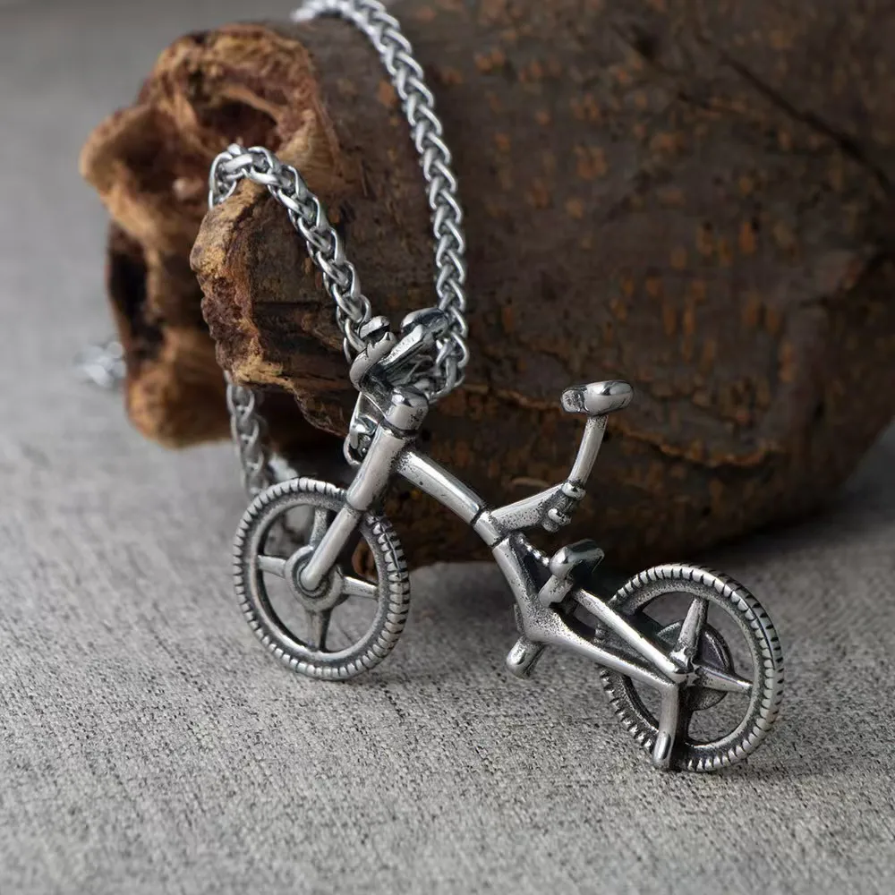 Punk Bike Bicycle Necklace Women Girls Boys Stainless Steel Pendant Trendy Party Jewelry Sports Cyclists Lover Gift