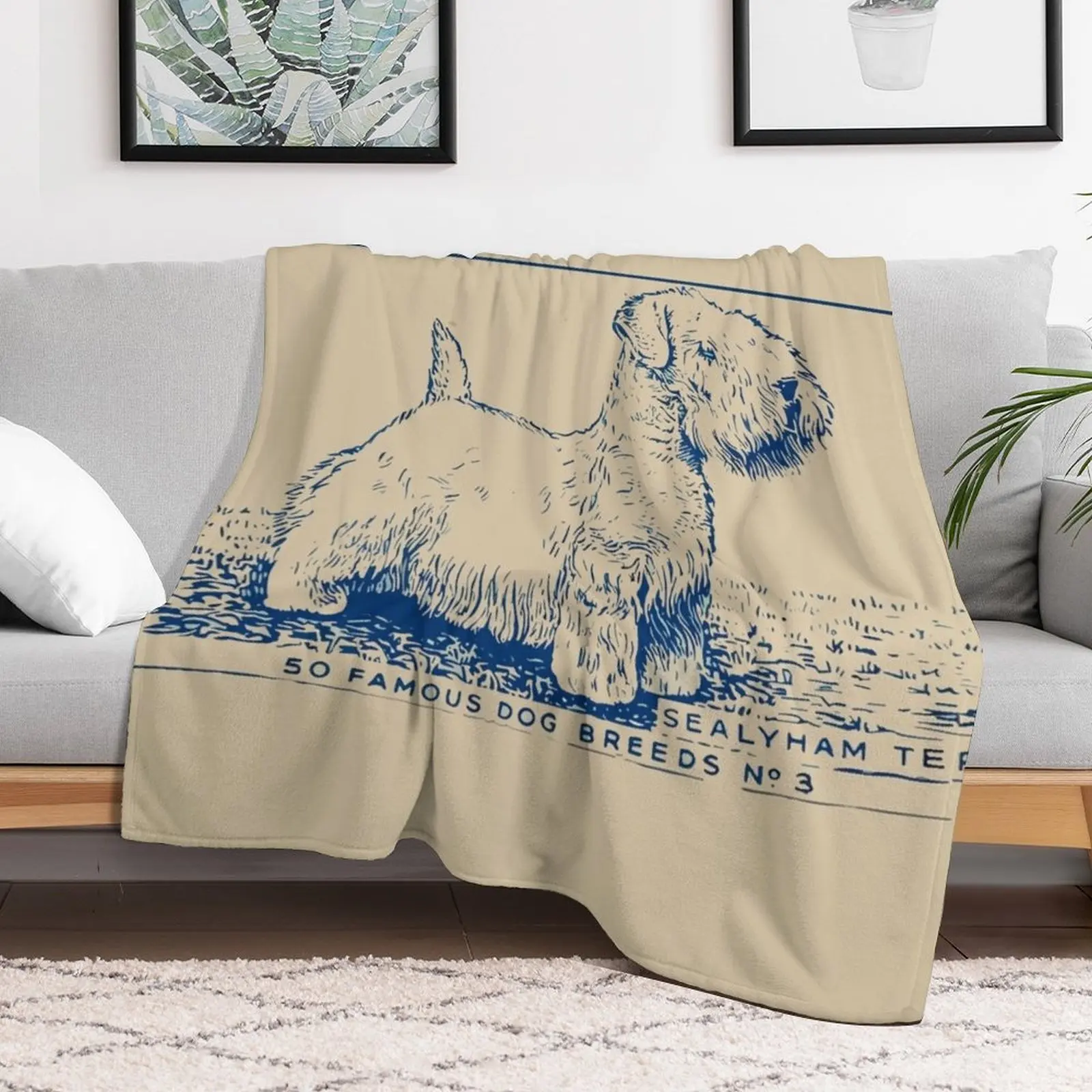 Sealyham Terrier Vintage Art Dog Vintage Poster Art Throw Blanket Cute Sleeping Bag Custom Personalized Gift Blankets