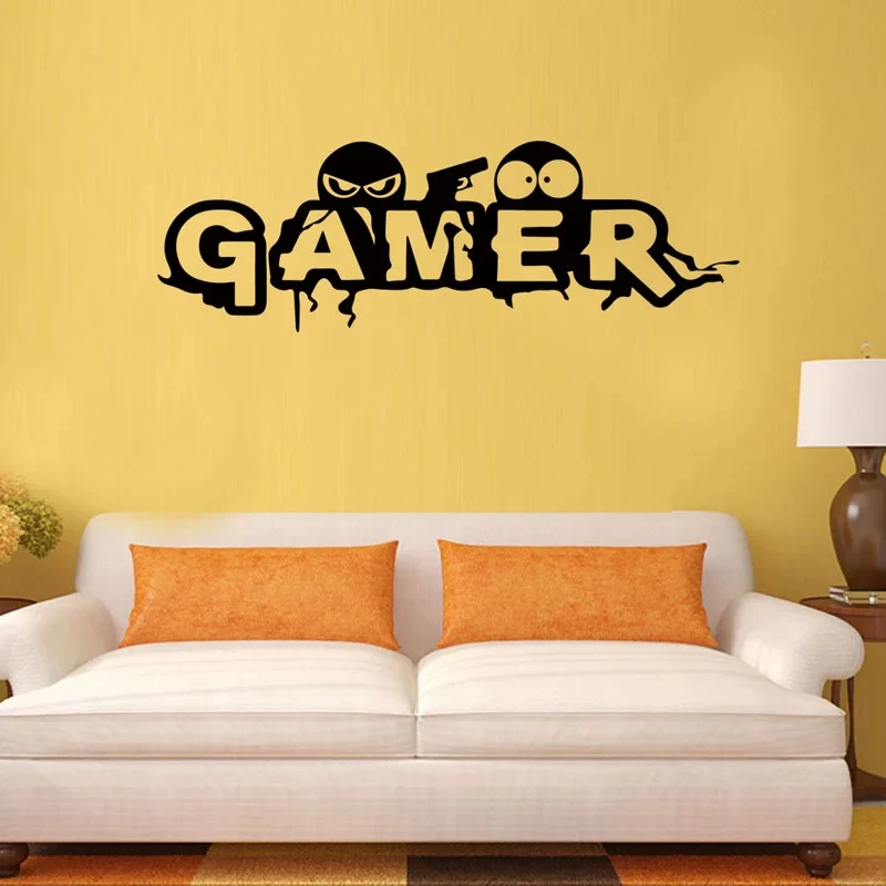 Creative Gamer Pattern Wall Sticker For Boy Children Room Decoration Mural Self-adhesive Art Decals Cartoon Game Room Wallpaper