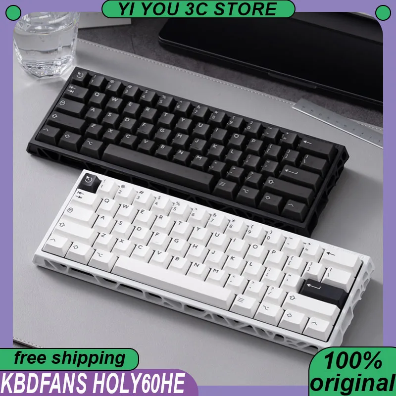 

KBDfans Holy60HE Magnetic Axis keyboard Wired Hollow All Aluminum Tray Mount PBTfans PC Esports Laptop Gaming Keyboards