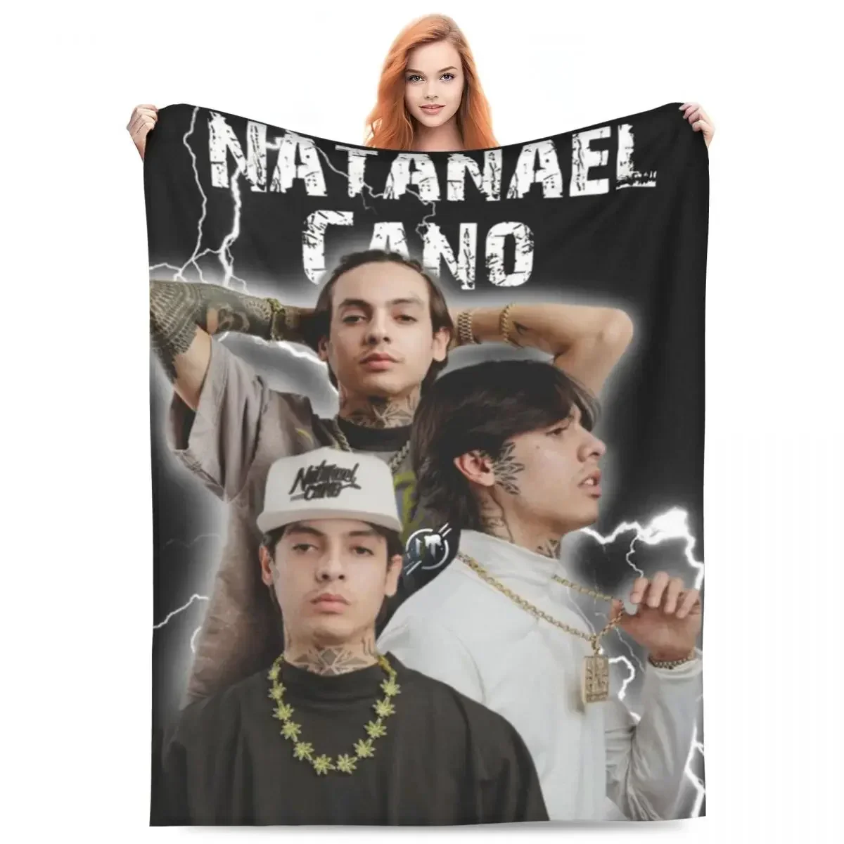 

N-Natanael Canos Flannel Blankets Hip Hop Singer Warm Soft Throw Blanket for Bedroom Camping Funny Bedspread Sofa Bed Cover