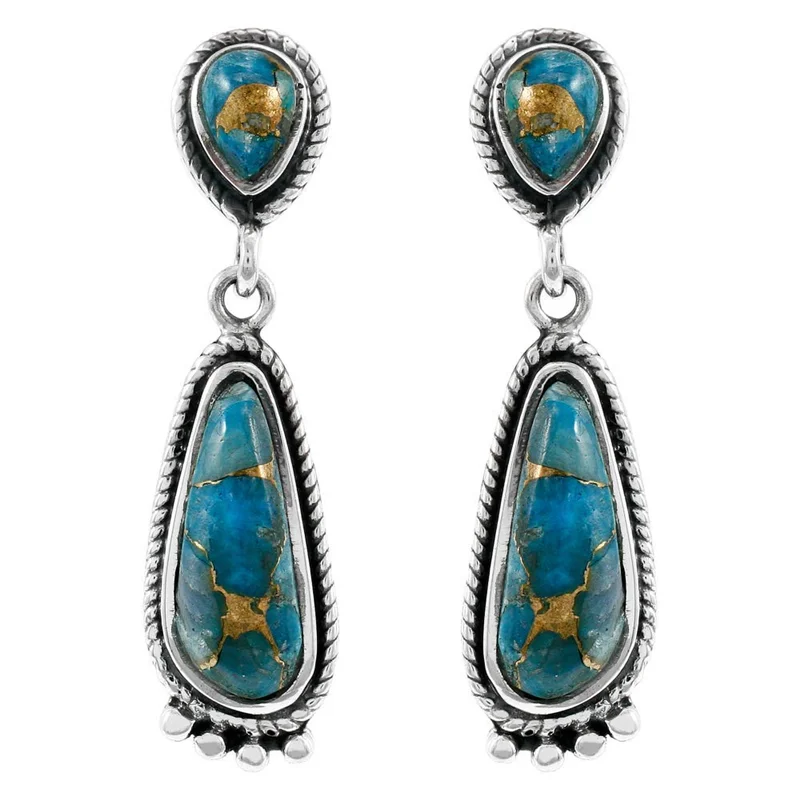 Vintage Silver Filled Turquoise Ear Stud Hoop Dangle Earrings Engagement Jewelry