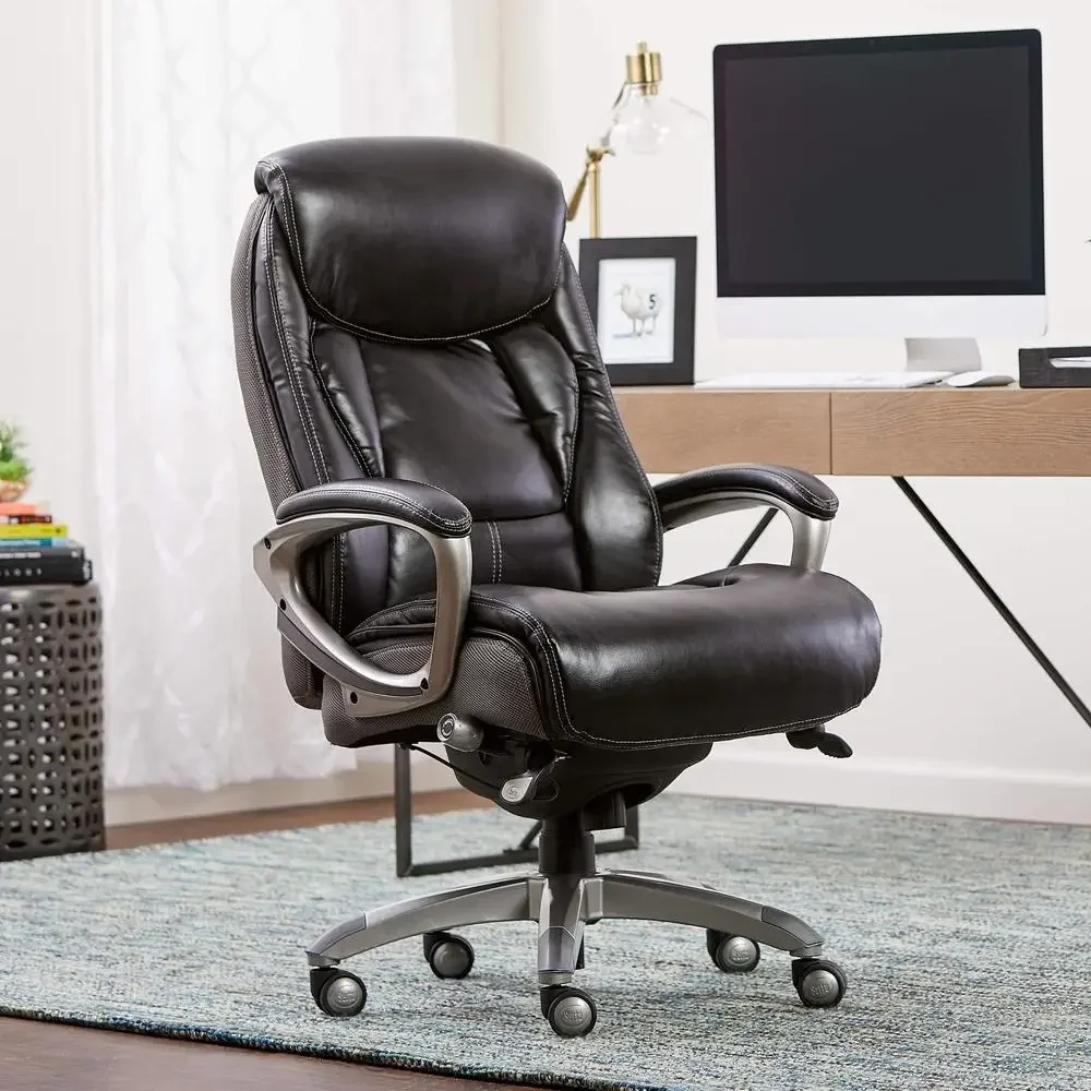 High-Back Executive Desk Chair Adjustable Lumbar Support Ergonomic Body Pillows SmartLayers™ Mesh and Leather Black/Gray 30" x