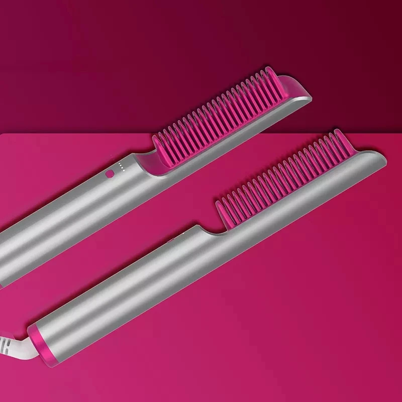 แปรงผมไฟฟ้าอัจฉริยะปิดป้องกัน Straightener Anti-Scald หวีแบบพกพาสำหรับสตรีที่มี4อุณหภูมิ20S ความร้อนได้อย่างรวดเร็ว