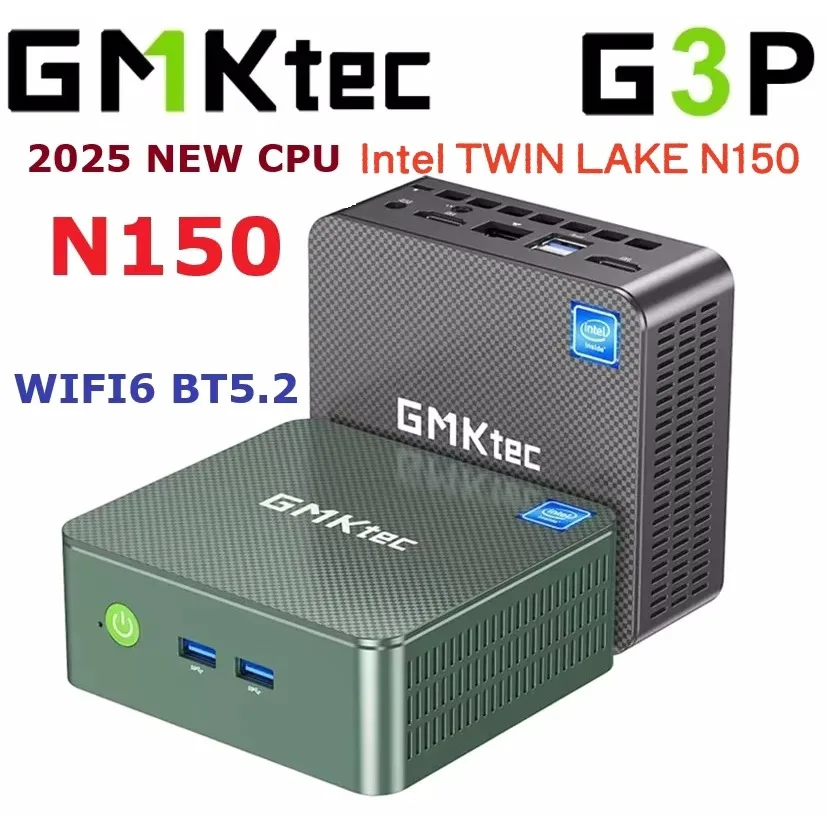 2025 NEW CPU TWIN LAKE N150 GMKTec G3 N100 Mini PC WiFi6 BT5.2 Wins11 PRO 2.5G LAN DDR4 NVME SSD Dual HD Display Office Computer