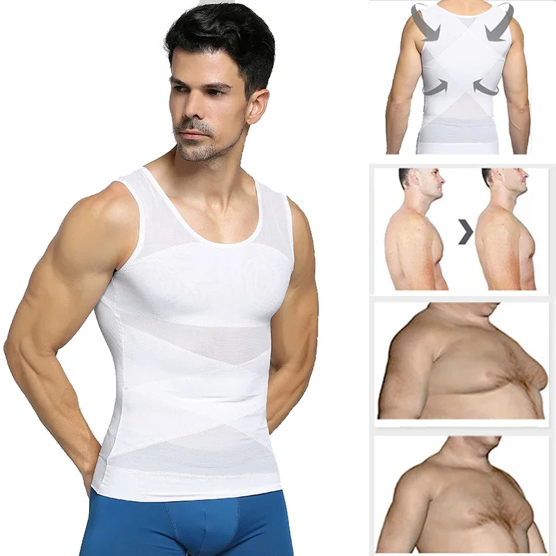 Brust kompression weste Männer Gynäkomastie Body Shaper ärmellose Haltungs korrektur Abnehmen Taille Kontrolle Bauchs ch neider Mesh Tops