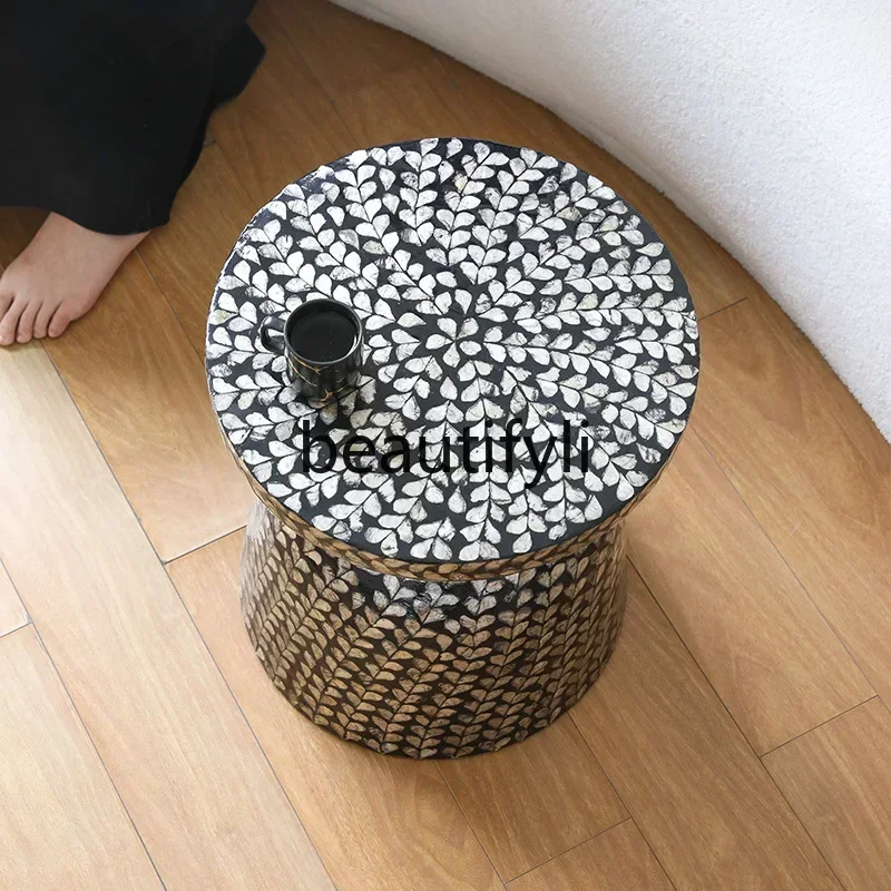 New arrive  American wabi-sabi wind decoration edge few household living room sofa corner few soft furnished medieval round tabl