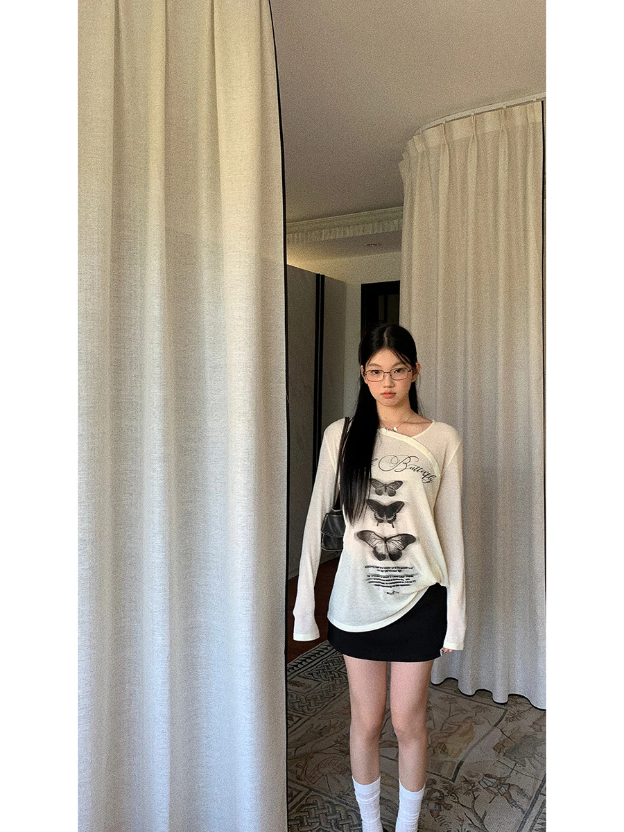 Estate sottile lungo Sve protezione solare da donna irt Trendy Lazy Sle Top Design Sense Casual Pendolarismo Sle T-shirt ampia vestibilità