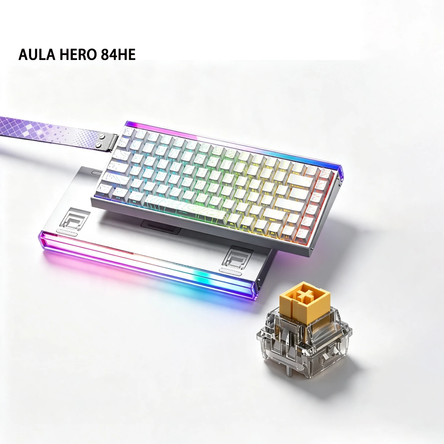 Aula Hero84 HE Wired Magnetic Gaming Keyboard Rapid Hall Effect 8kHz Polling Keyboard RGB Lightbox Backlit for Gaming E-sports