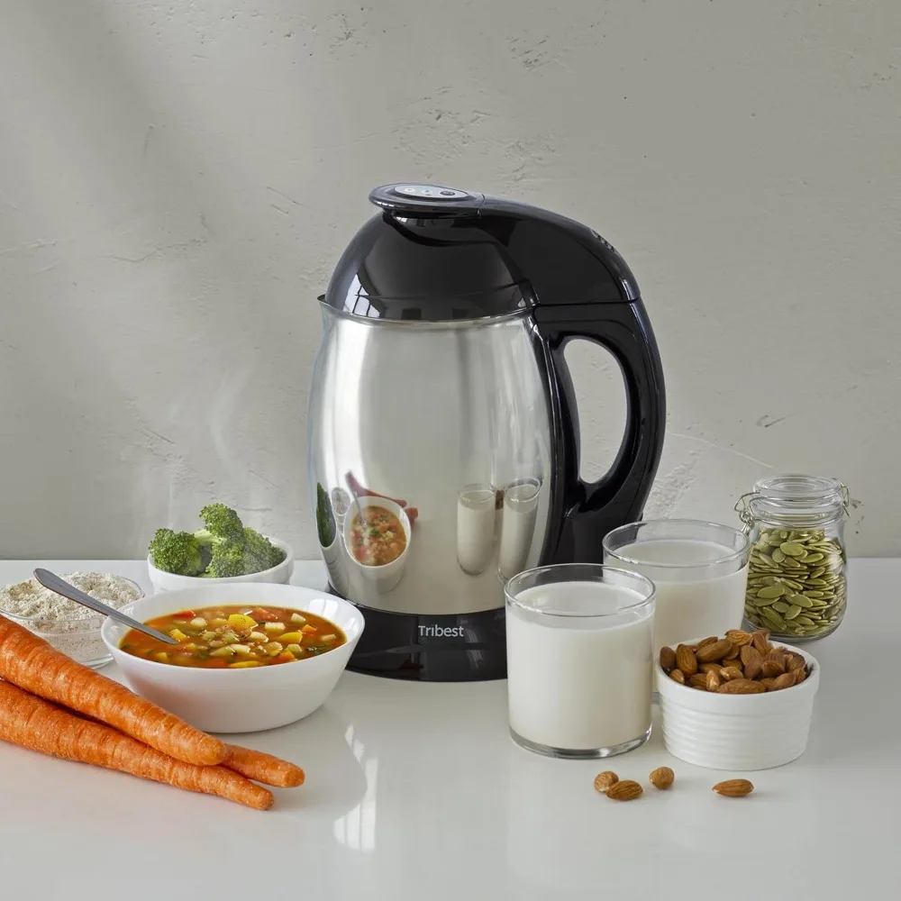 Automatic Soy Milk Maker Machine with Tofu Kit Large, Silver, Large, Black/Stainless Steel