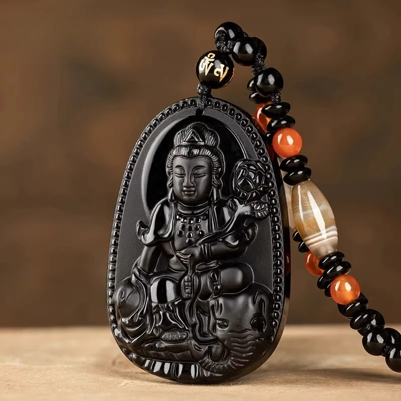 

Original Obsidian Zodiac Pendant Twelve Zodiac Signs Male and Female Zodiac Year Snake Necklace
