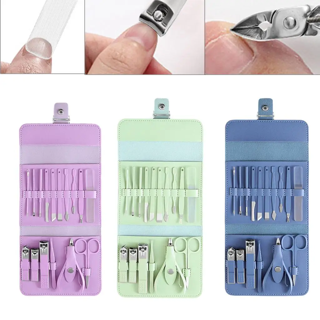 16x Manicure Set Nail Clippers Kit with Travel Case Nail Care for Travel