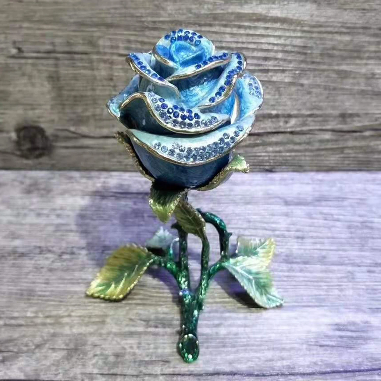 Rose Flower Trinket Jewelry Box, Metal Tabletop Decoration,Ring Holder, Valentine's Day, Birthday Present for Her - view 5