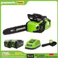 Greenworks Brushless Chainsaw 40V Professional Garden Saw 20M/S Original 16 Inch Chainbar and Oregon Sawchain 2PC 4AH BATTERY