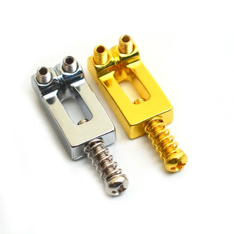 Tremolo Bridge String Saddles for Electric Guitar, Concaved Type, Chrome, Gold, 20.5*10.5mm, 6 Pcs/Set