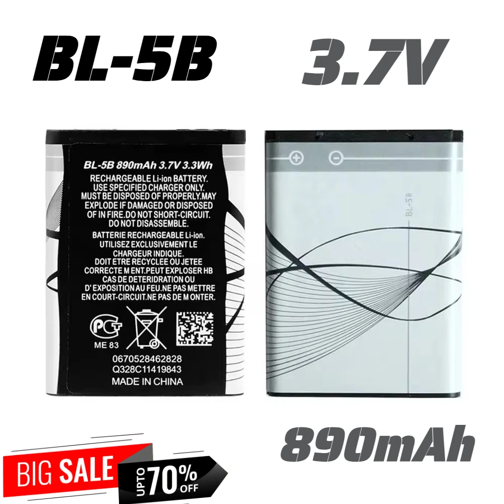 3.7VBL-5BBL 5B 890mAh بطارية 3220 5300 5320 7360 5140 6120c 3230 5070 بطاريات ليثيوم للهواتف المحمولة القابلة لإعادة الشحن Nokia #2