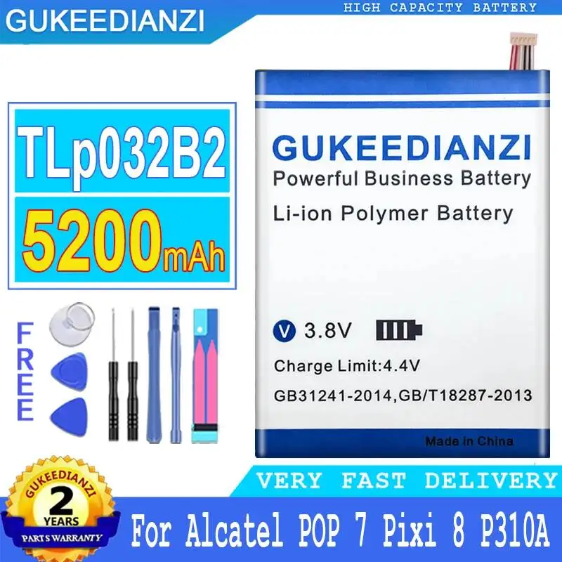 

TLp032B2 TLp032BD Tablet Battery 5200mAh Long-Lasting Performance For Alcatel One Touch Pop 7 Pixi 8 P310A Stable